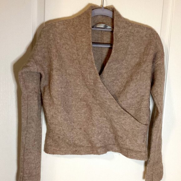Simons Contemporaine Women's Alpaca Wool Crossover Cropped Sweater Size P/S Soft - Picture 1 of 6